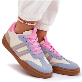 Sneakers pour femmes avec éco en daim multicolore beige 10