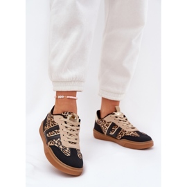 Baskets pour femmes avec imprimé léopard en cuir eco le noir 2