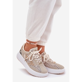 Chaussures de sport pour femmes avec maille et étalons beige 1