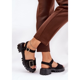 Sandales féminines en daim eco avec une pince noire le noir 3