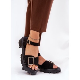 Sandales féminines en daim eco avec une pince noire le noir 5