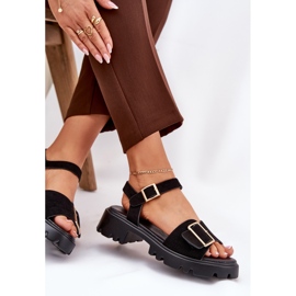 Sandales féminines en daim eco avec une pince noire le noir 6