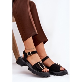 Sandales féminines en daim eco avec une pince noire le noir 7