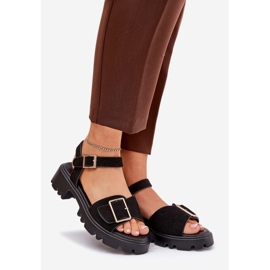 Sandales féminines en daim eco avec une pince noire le noir 1