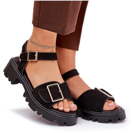 Sandales féminines en daim eco avec une pince noire le noir 8