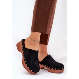 Clogs des femmes avec des noirs en daim eco le noir 2