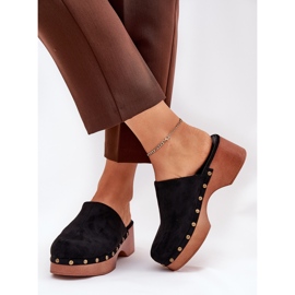 Clogs des femmes avec des noirs en daim eco le noir 5