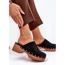 Clogs des femmes avec des noirs en daim eco le noir 6