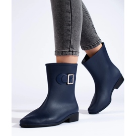 Boots en caoutchouc bleu marine à boucle 3