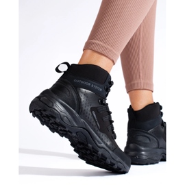 Chaussures de trekking confortables pour femmes avec une tige haute DK noir le noir 1