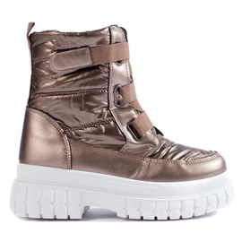 Bottes de neige femme marron avec velcro brun 1