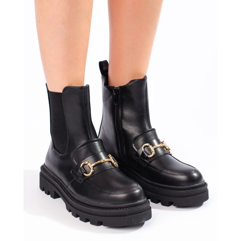 Bottines Chelsea noires pour femmes sur la plateforme le noir 2 Bottines Chelsea noires pour femmes sur la plateforme le noir 2