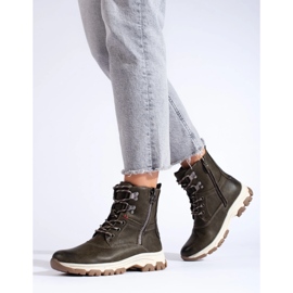 Bottines à lacets pour femme avec fermeture éclair décorative brun 1