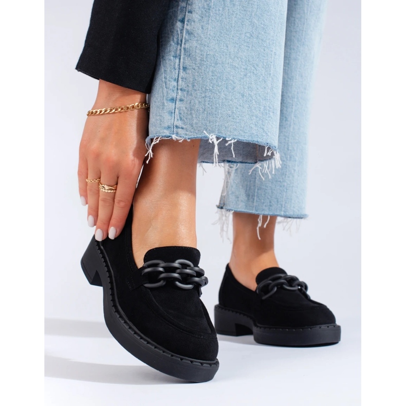 W. Potocki Mocassins femme Potocki daim noir 1