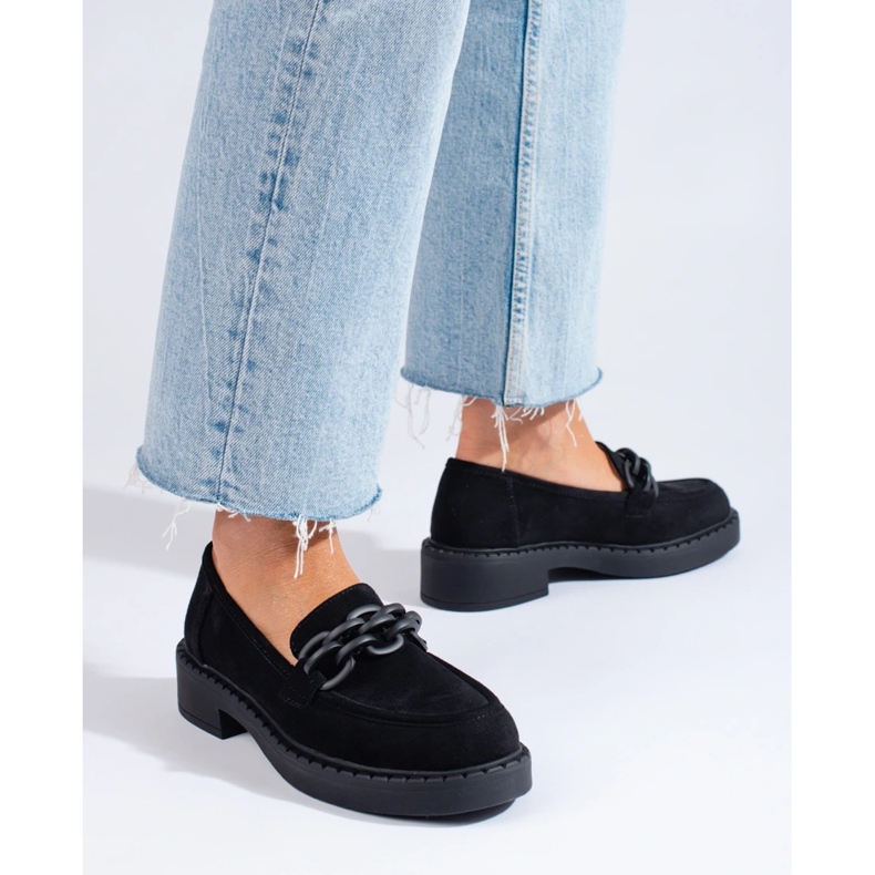 W. Potocki Mocassins femme Potocki daim noir 2