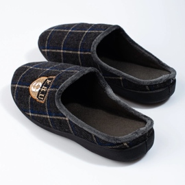 Chaussons homme Shelovet gris à carreaux 2