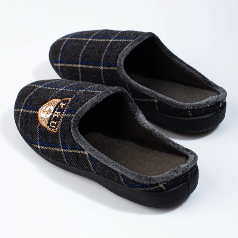 Chaussons homme Shelovet gris à carreaux 2