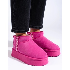 Bottines de neige à plateforme en daim Shelovet roses 2