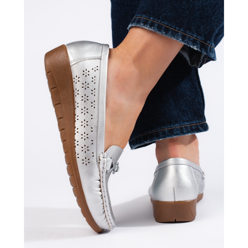 Mocassins femme argent 2