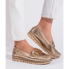 Goodin Mocassins plateforme femme dorés 2