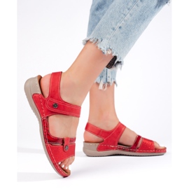 Sandales confortables pour femmes rouges 2