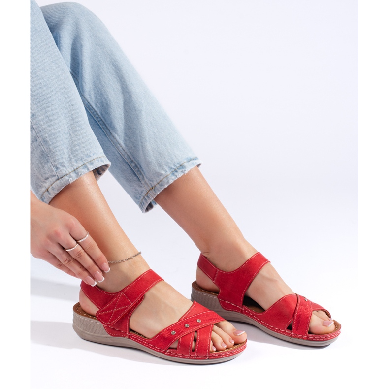 Sandales plateforme femme rouge clair 2 Sandales plateforme femme rouge clair 2