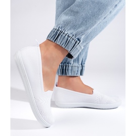 Slip-on femme en tissu blanc blanche 2
