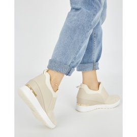 Baskets compensées femme beige clair 2