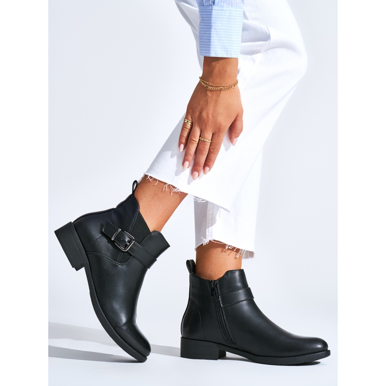 Bottines plates femme noires le noir 1