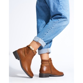 Bottines à talons bas pour femme marron brun 1
