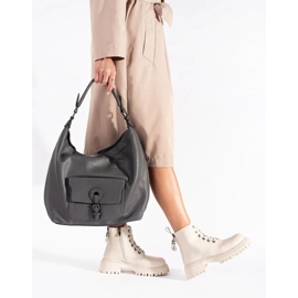 Bottines à lacets femme en cuir beige 2