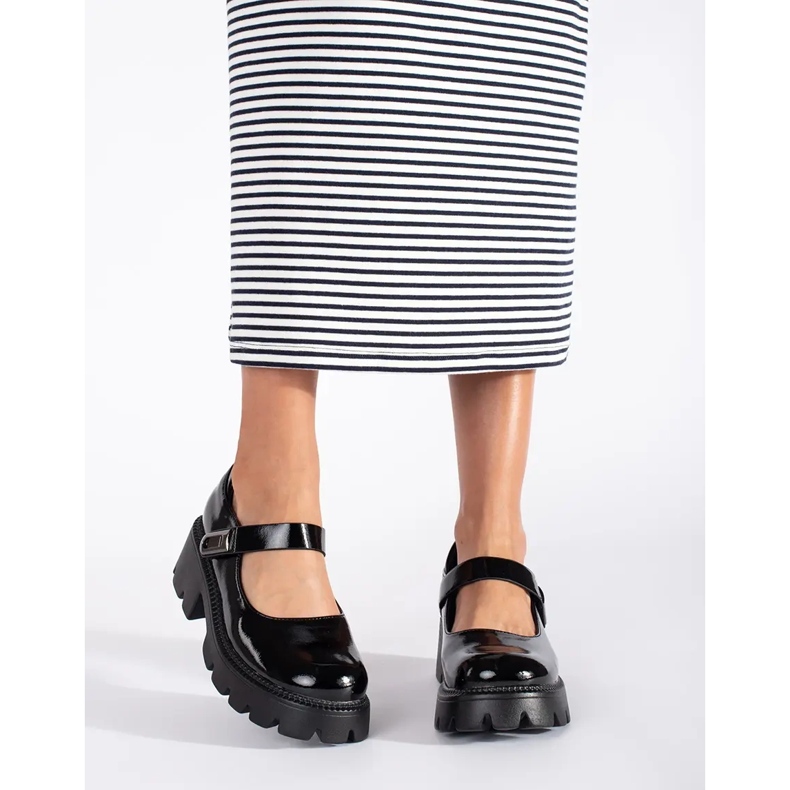 Chaussures plateforme femme en cuir verni noir le noir 2
