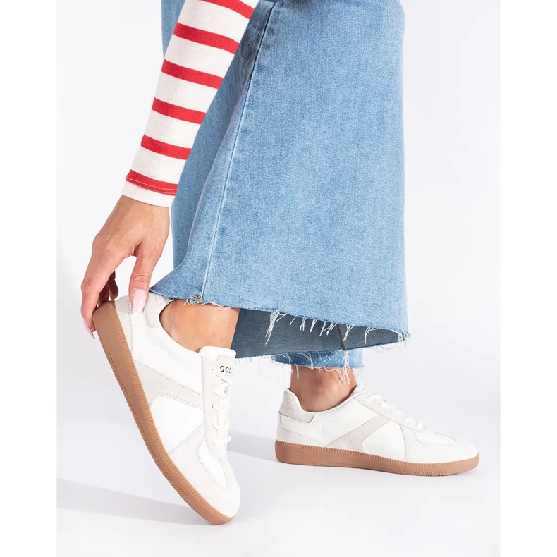 Goodin Baskets femme en cuir blanc blanche 1