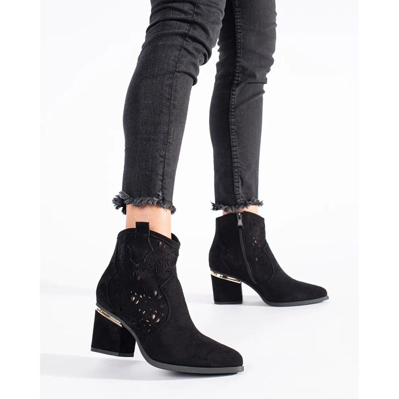 Santiags femme noires ajourées le noir 1