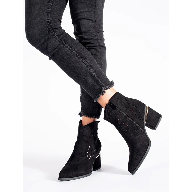 Santiags femme noires ajourées le noir 2