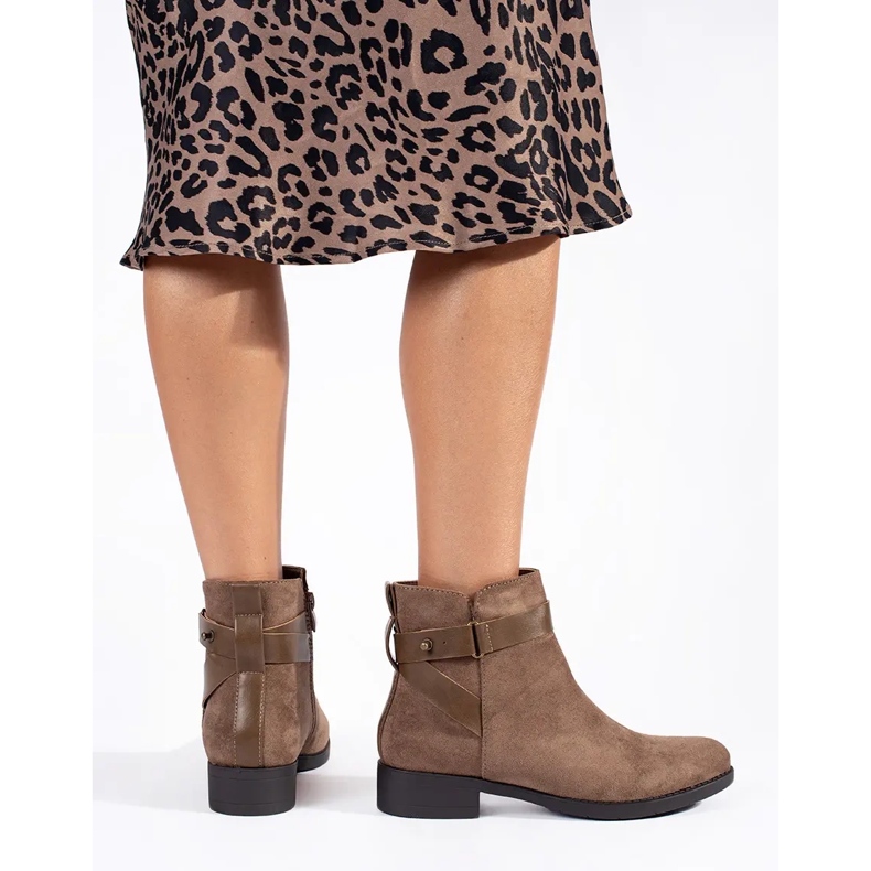 Bottines femme en daim beige 2