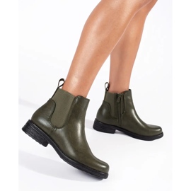 Bottines Chelsea femme vertes à talon bas 2