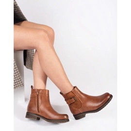 Bottines femme marron avec boucle sur talon bas brun 2