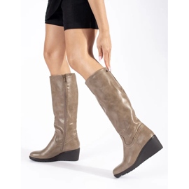 Bottines compensées beiges pour femme 2