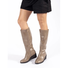 Bottines compensées beiges pour femme 3