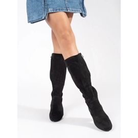 Bottines femme en daim noir sur le poteau le noir 3