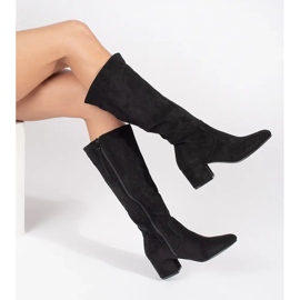 Bottines femme en daim noir sur le poteau le noir 4
