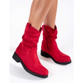 Santiags femme en daim rouge 2