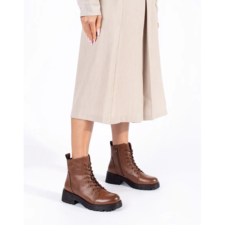 Bottines en cuir marron à semelle épaisse par Sergio Leone brun 2