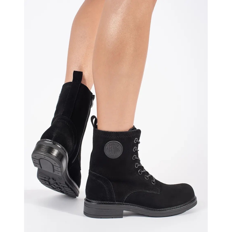 Baggies pour femmes noires en cuir nubuck naturel par Sergio Leone 2