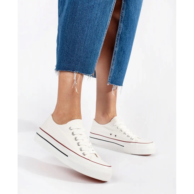 Seastar Baskets classiques à lacets et plateforme pour femme blanches 1