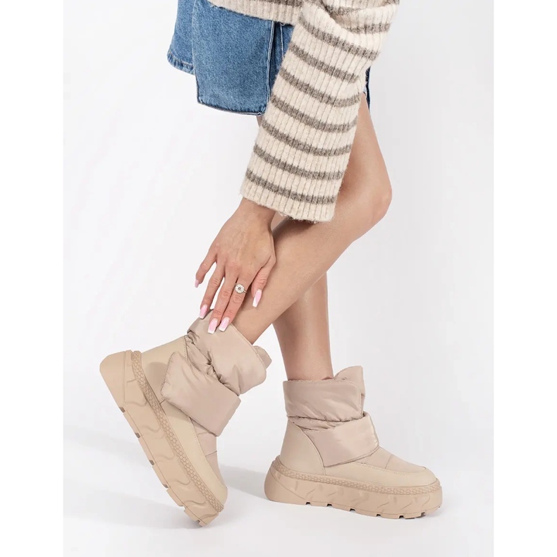 Seastar Bottes de neige isolées beiges pour femme à semelle épaisse 1