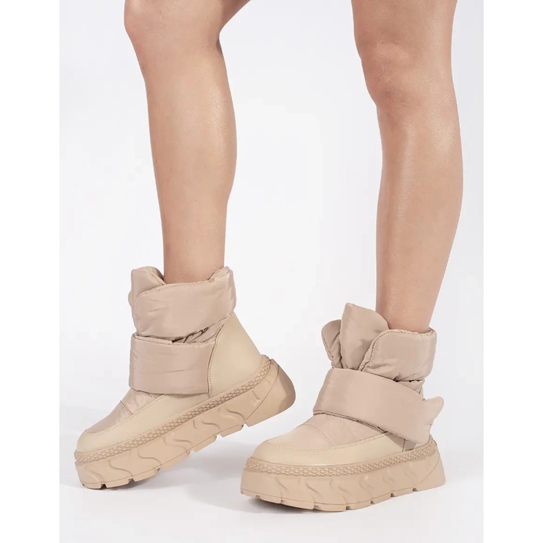 Seastar Bottes de neige isolées beiges pour femme à semelle épaisse 2