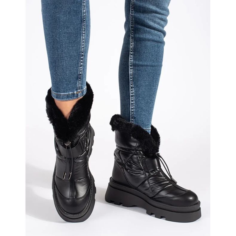 Seastar Bottes de neige noires pour femmes avec fourrure noire sur la plateforme le noir 1 Seastar Bottes de neige noires pour femmes avec fourrure noire sur la plateforme le noir 1