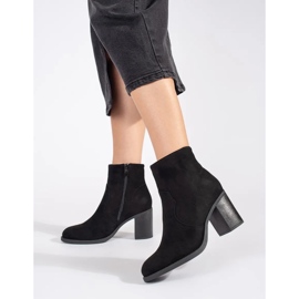 Bottines classiques femme en daim noir 1